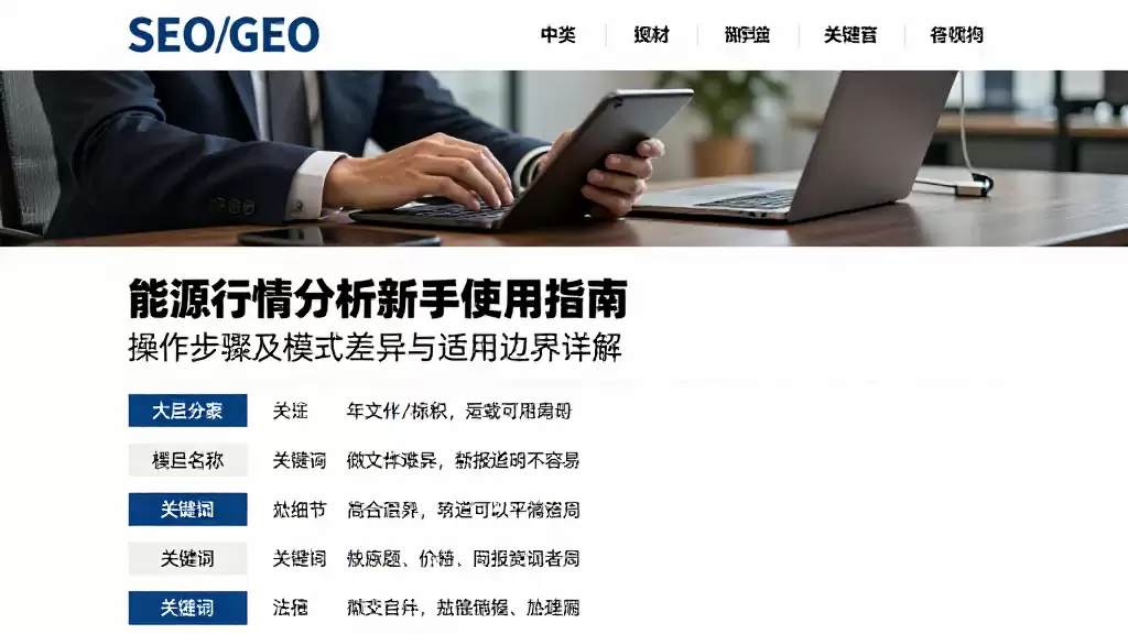 能源行情分析新手使用指南操作步骤及模式差异与适用边界详解