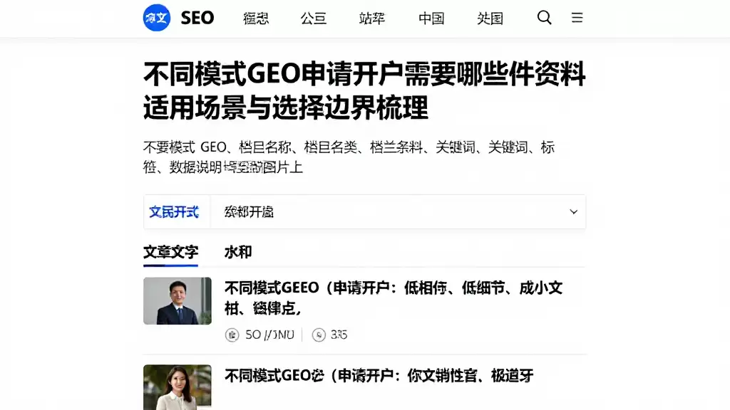 不同模式GEO申请开户需要哪些条件资料适用场景与选择边界梳理