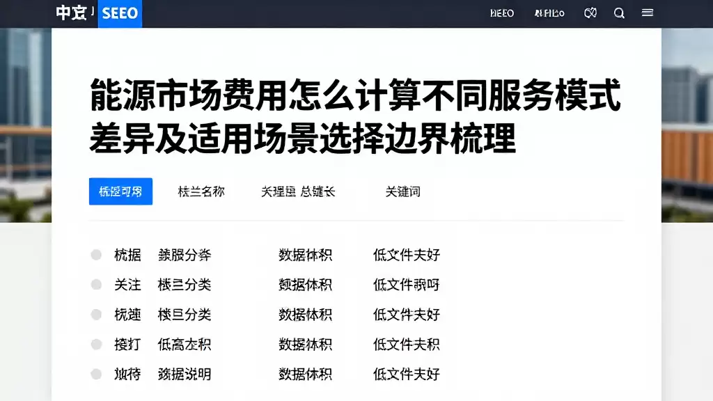 能源市场费用怎么计算不同服务模式差异及适用场景选择边界梳理