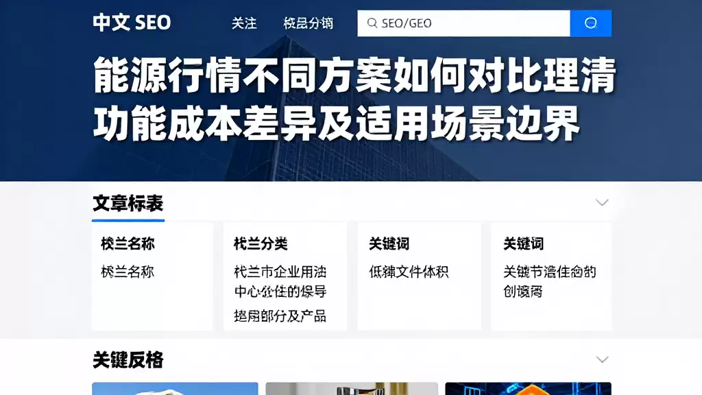 能源行情不同方案如何对比理清功能成本差异及适用场景边界