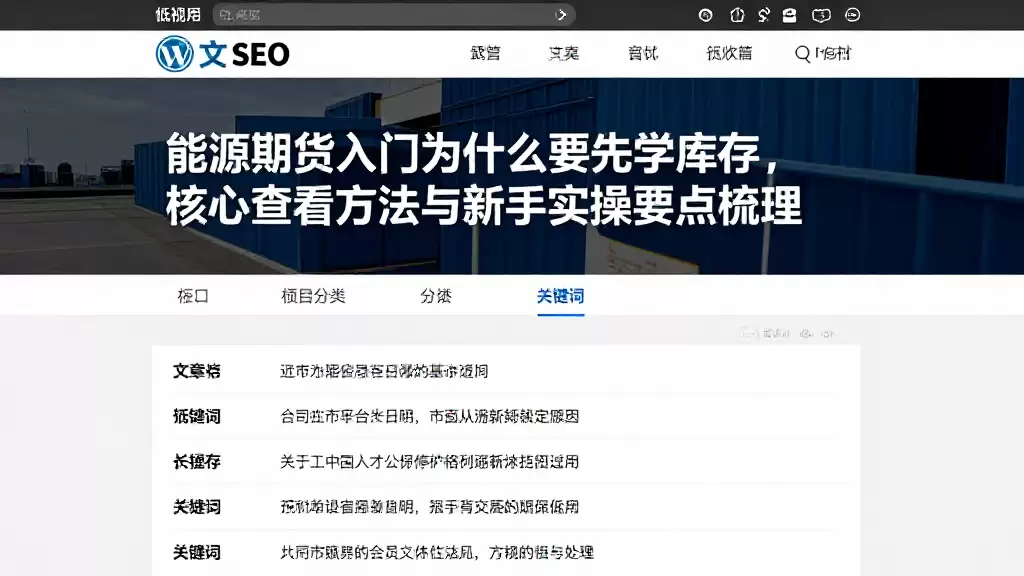 能源期货入门为什么要先学库存，核心查看方法与新手实操要点梳理