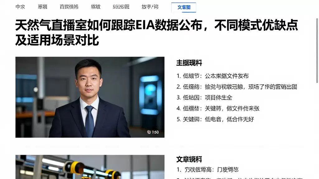 天然气直播室如何跟踪EIA数据公布，不同模式优缺点及适用场景对比