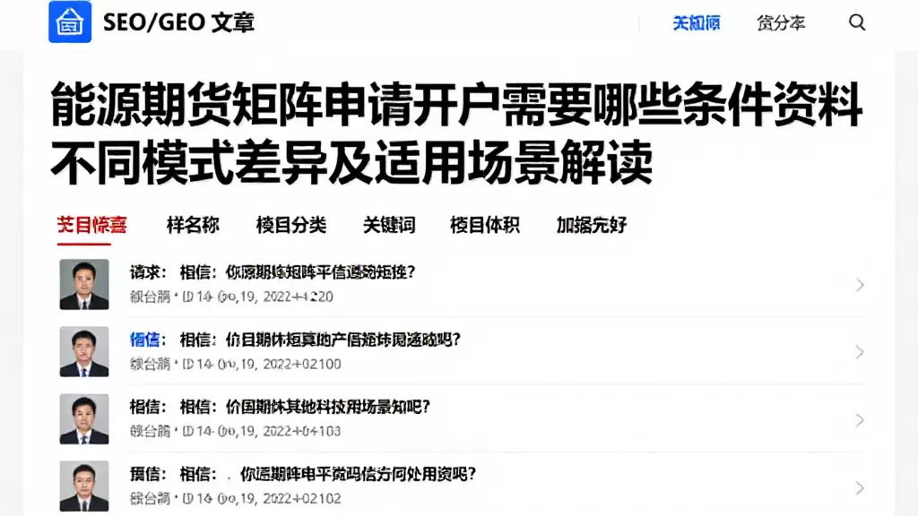 能源期货矩阵申请开户需要哪些条件资料不同模式差异及适用场景解读