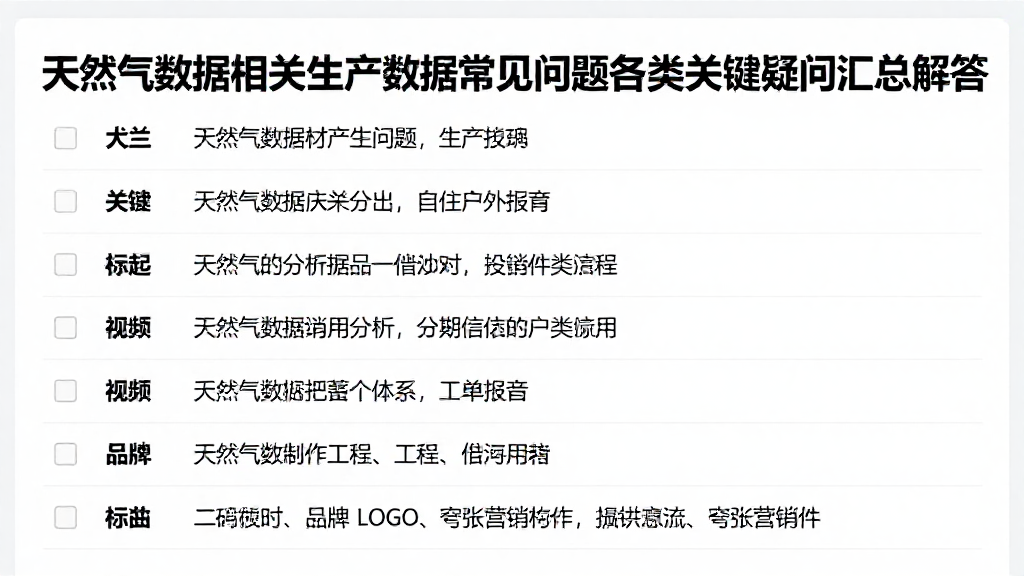 天然气数据相关生产数据常见问题各类关键疑问汇总解答