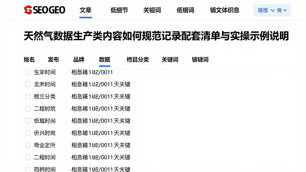 天然气数据生产类内容如何规范记录配套清单与实操示例说明