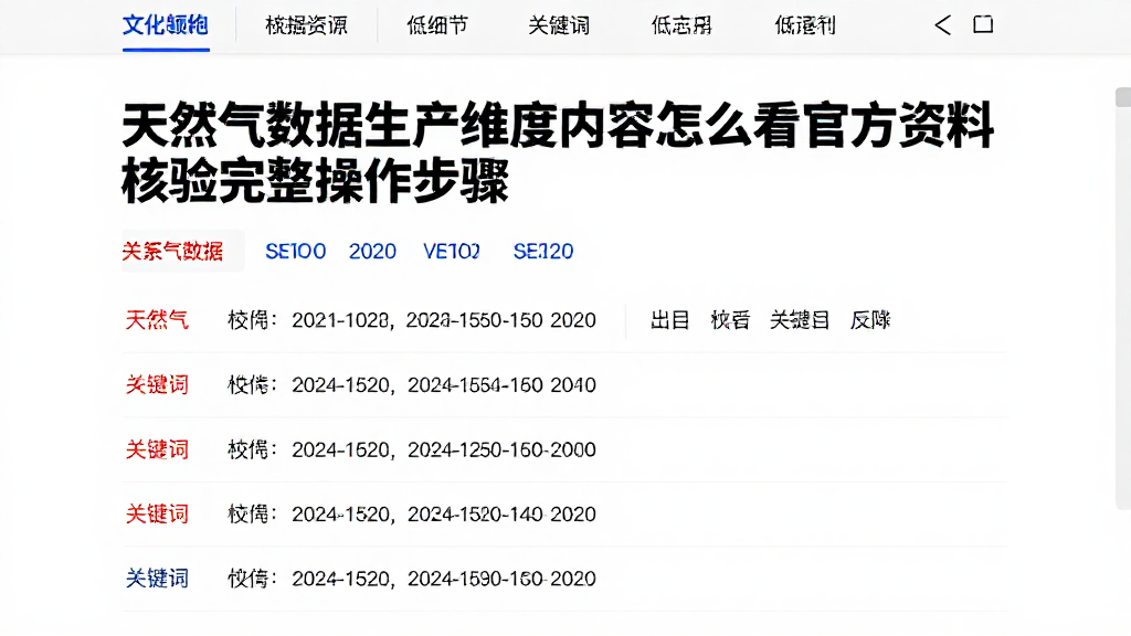 天然气数据生产维度内容怎么看官方资料核验完整操作步骤