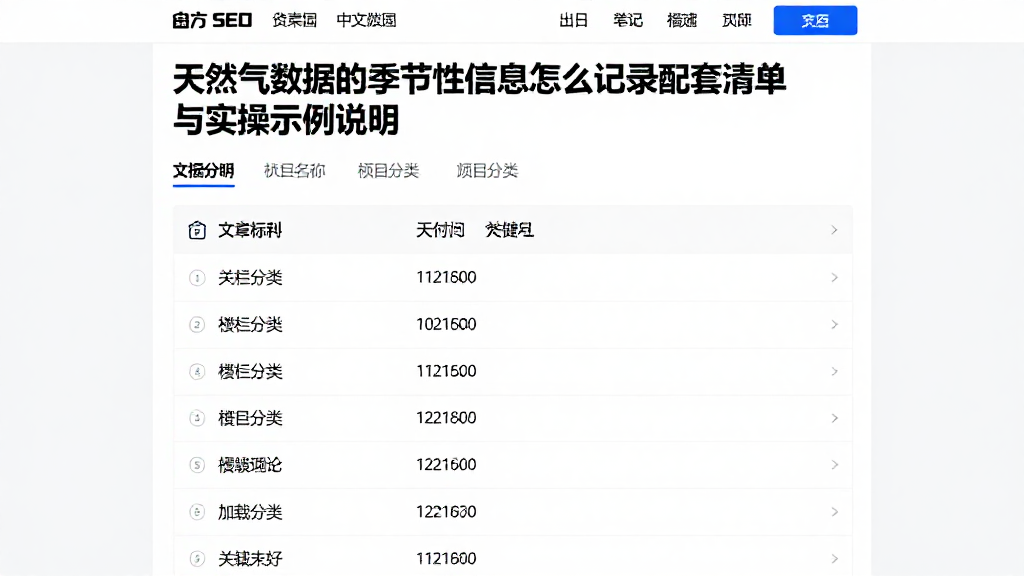 天然气数据的季节性信息怎么记录配套清单与实操示例说明