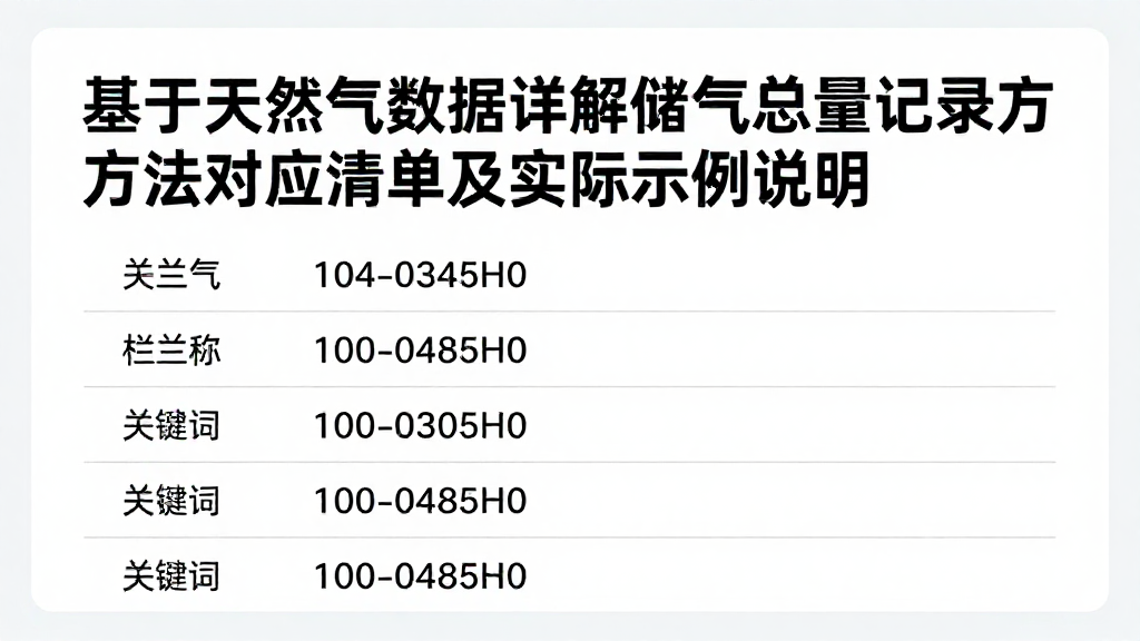 基于天然气数据详解储气总量记录方法对应清单及实际示例说明